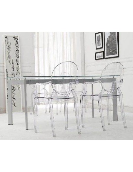 Silla de diseño Borbon, policarbonato transparente Silla de diseño Borbon, policarbonato transparente