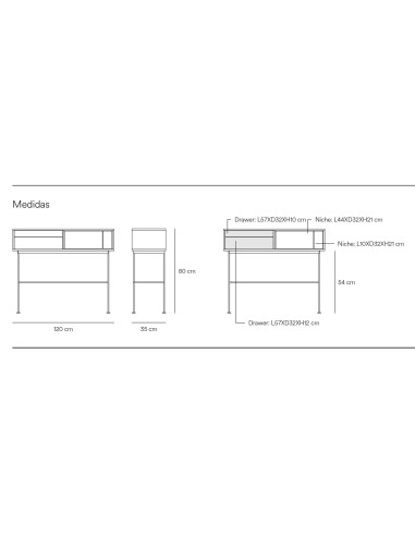 Teulat consola recibidor minimalista YOKO 120x35, crema, ROBLE
