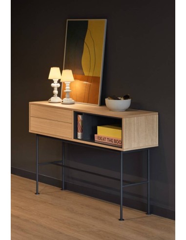 Teulat consola recibidor minimalista YOKO 120x35, GRIS, ROBLE