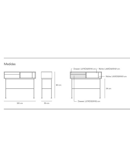 Teulat consola recibidor minimalista YOKO 120x35, GRIS, ROBLE