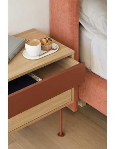 Teulat mesinha minimalista YOKO 52X35, telha, Carvalho