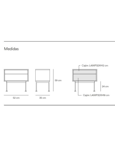 Teulat mesita minimalista YOKO 52x35, TEJA, ROBLE