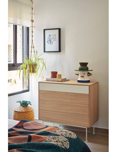 Teulat cómoda minimalista YOKO 90x45, CREMA, ROBLE