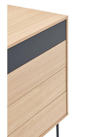 Teulat cómoda minimalista YOKO 90x45, GRIS ANTRACITA, ROBLE