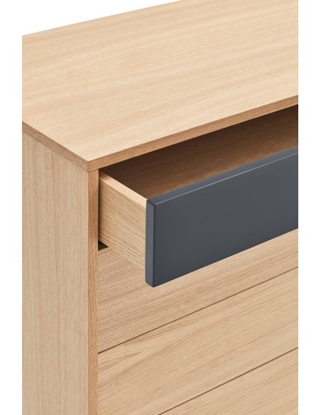 Teulat cómoda minimalista YOKO 90x45, GRIS ANTRACITA, ROBLE