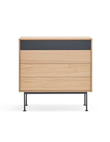 Teulat cómoda minimalista YOKO 90x45, GRIS ANTRACITA, ROBLE