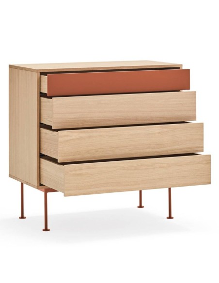 Teulat cómoda minimalista YOKO 90x45, TEJA, ROBLE