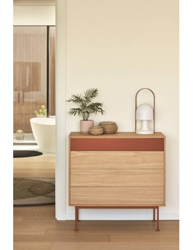 Teulat cómoda minimalista YOKO 90x45, TEJA, ROBLE