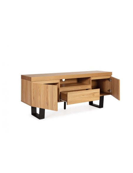 MUEBLE DE TV DE DISEÑO SALEM 150x40, roble, metal negro.