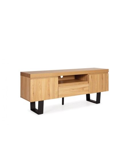 MUEBLE DE TV DE DISEÑO SALEM 200x40, ROBLE/METAL NEGRO.