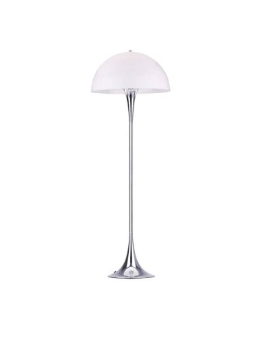 Lâmpada de assoalho Pantera 50x130, metal cromado, branco