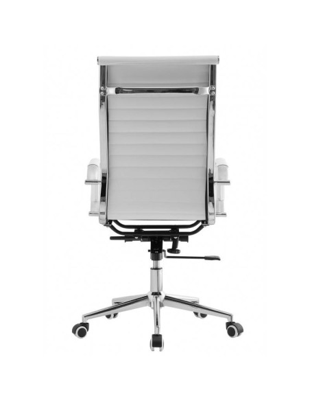 Sillón de oficina EAM, alto, gas, basculante profundo, similpiel blanca
