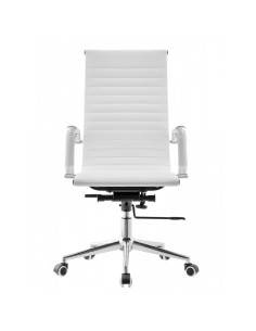 Sillón de oficina EAM, alto, gas, basculante profundo, similpiel blanca 2