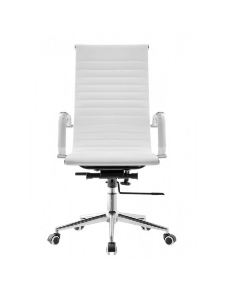 Sillón de oficina EAM, alto, gas, basculante profundo, similpiel blanca