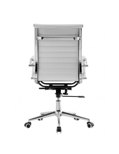 Sillón de oficina EAM, gas, basculante profundo, similpiel blanco