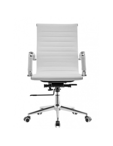 Sillón de oficina EAM, gas, basculante profundo, similpiel blanco