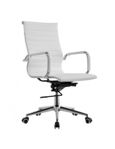 Sillón de oficina EAM, gas, basculante profundo, similpiel blanco
