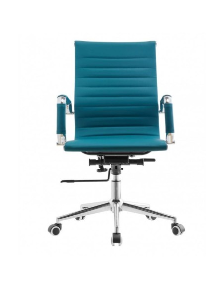 Sillón de oficina EAM, gas, basculante profundo, similpiel turquesa