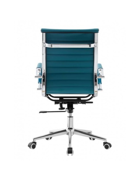Sillón de oficina EAM, gas, basculante profundo, similpiel turquesa
