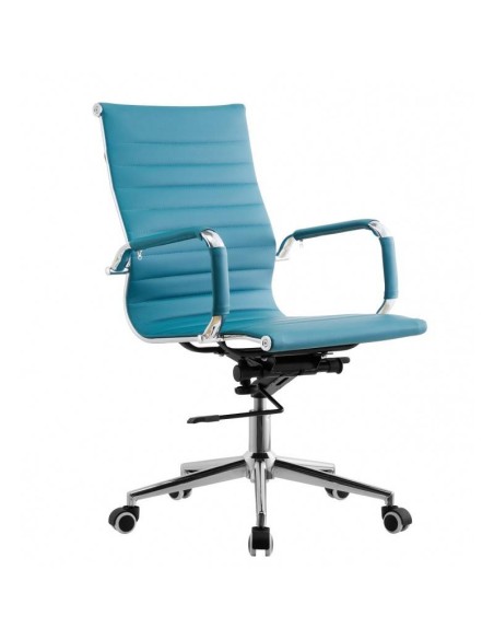Sillón de oficina EAM, gas, basculante profundo, similpiel turquesa