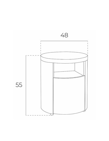 MESA DE CABECEIRA REDONDA POLARIS, MADEIRA NOGUEIRA