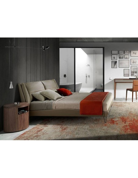 MESA DE CABECEIRA REDONDA POLARIS, MADEIRA NOGUEIRA