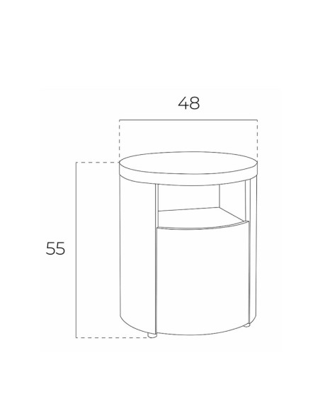 MESITA NOCHE REDONDA POLARIS, MADERA, Blanco Brillo