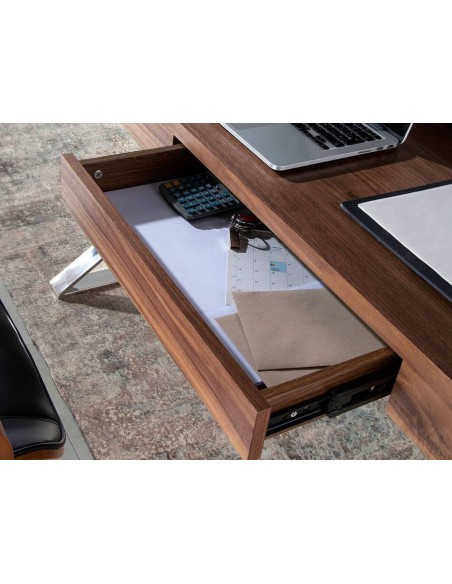 Mesa BLIND 120x60, nogueira, aço CROMADO Mesa BLIND 120x60, nogueira, aço CROMADO