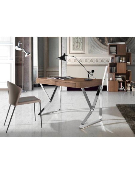 Mesa BLIND 120x60, nogueira, aço CROMADO Mesa BLIND 120x60, nogueira, aço CROMADO