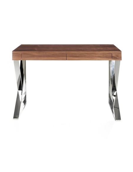 ESCRITORIO BLIND 120x60, NOGAL, ACERO CROMADO