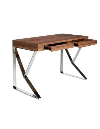 Mesa BLIND 120x60, nogueira, aço CROMADO