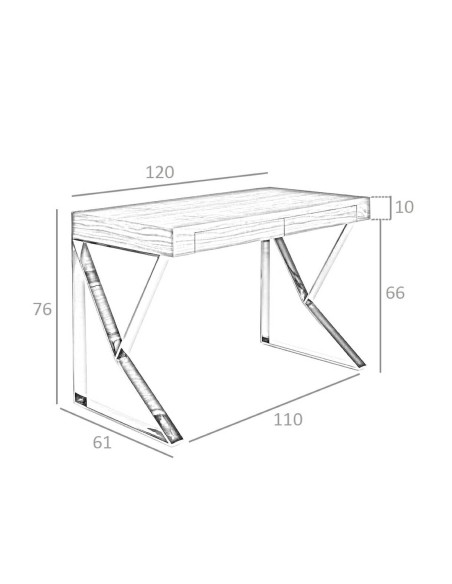 Mesa BLIND 120x60, nogueira, aço CROMADO Mesa BLIND 120x60, nogueira, aço CROMADO