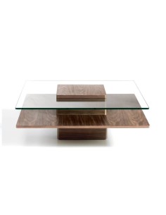 MESA DE CAFÉ QUADRADA MIKO 100, VIDRO, NOZ 2