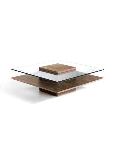 MESA DE CAFÉ QUADRADA MIKO 100, VIDRO, NOZ