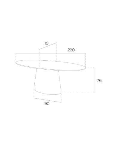 MESA DE COMEDOR OVALADA KING 220x110, madera NOGAL