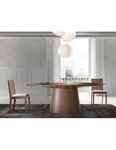 MESA DE COMEDOR OVALADA KING 220x110, madera NOGAL