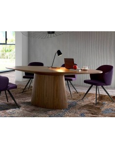 MESA DE COMEDOR OVALADA KING 220x110, madera NOGAL 2