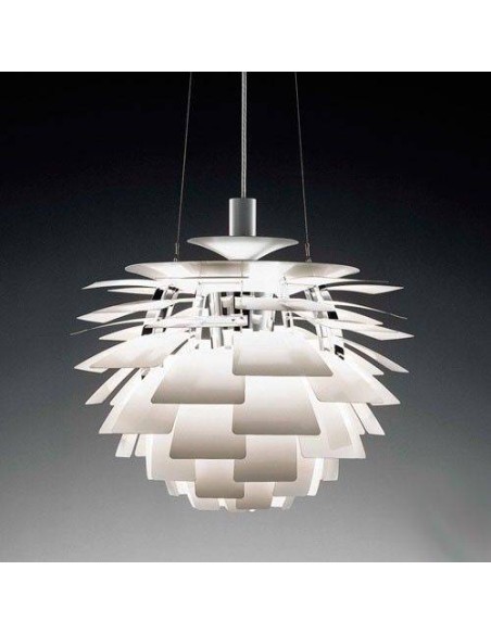 Candeeiro Suspenso Alcachofra 48 cm. Alumínio branco.