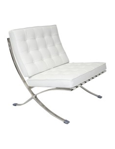 Cadeira Barcelona Replica Pele Top Branca, Van Der Rohe 2