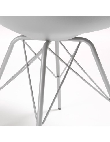 Cadeira De Cozinha Lars, Pés De Metal, Assento Plástico