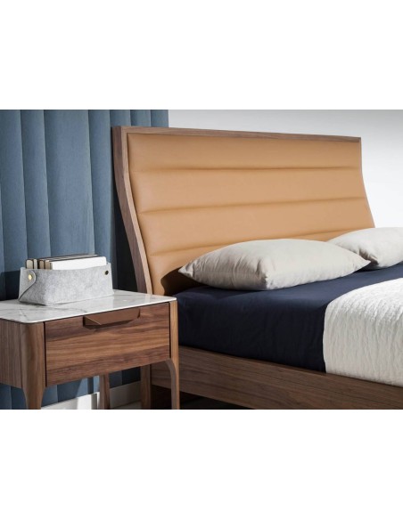 Mesa de cabeceira Enigma FIBRA efeito mármore, nogueira