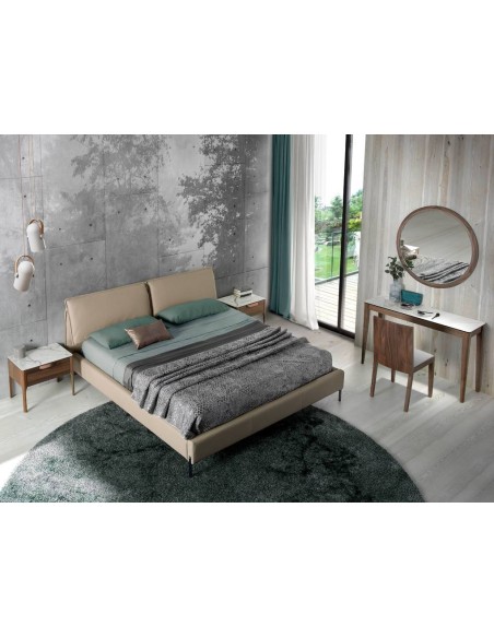 Mesa de cabeceira Enigma FIBRA efeito mármore, nogueira