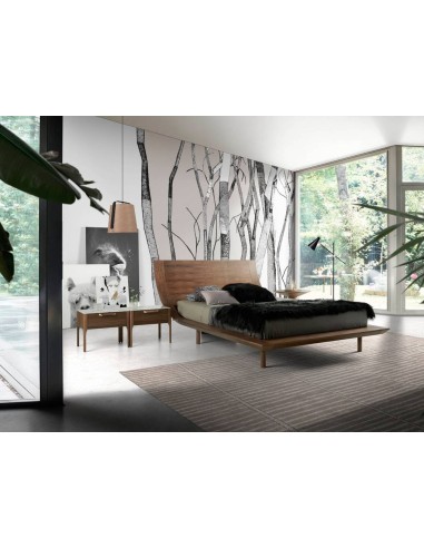 Mesa de cabeceira Enigma FIBRA efeito mármore, nogueira