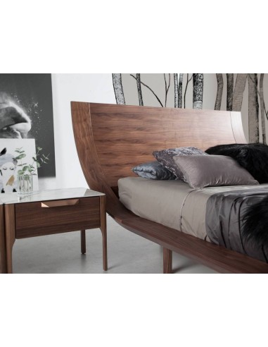 Mesa de cabeceira Enigma FIBRA efeito mármore, nogueira