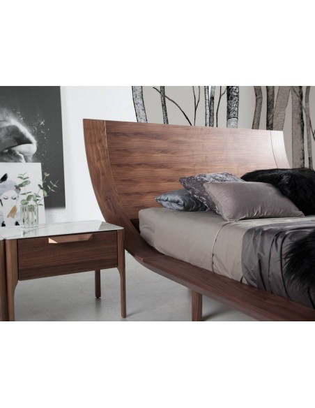 MESITA NOCHE Enigma FIBRA EFECTO MÁRMOL, NOGAL