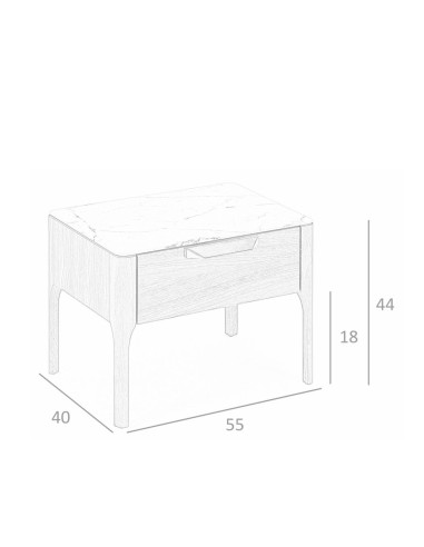 Mesa de cabeceira Enigma FIBRA efeito mármore, nogueira