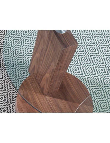 MESA DE CANTO LEA 60, NOGUEIRA E TAMPA DE VIDRO