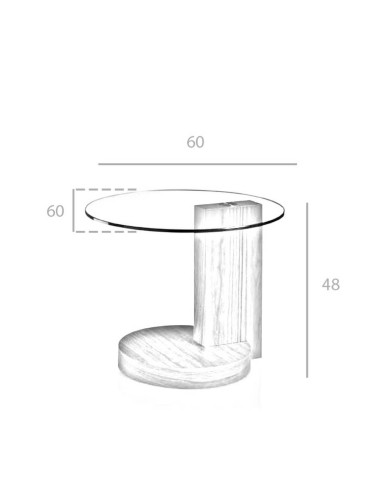MESITA DE RINCÓN LEA 60, BLANCO Y TAPA DE CRISTAL