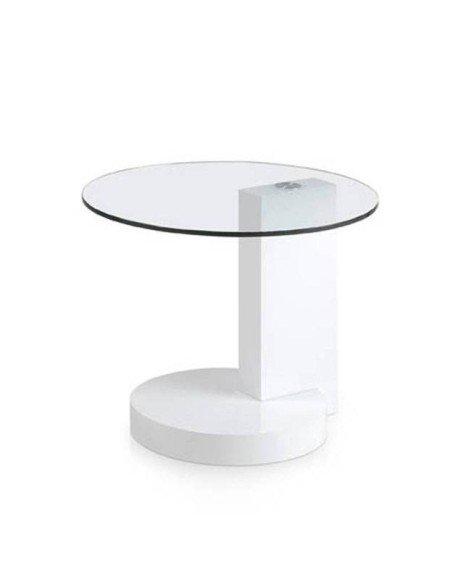 MESA DE CANTO LEA 60, BRANCO E TAMPA DE VIDRO