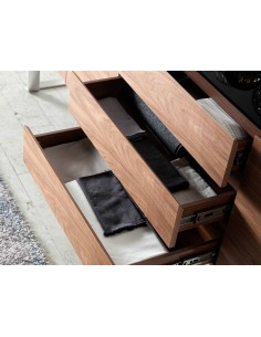 APARADOR moderno Giant 200x50, NOGAL Y CRISTAL NEGRO 2